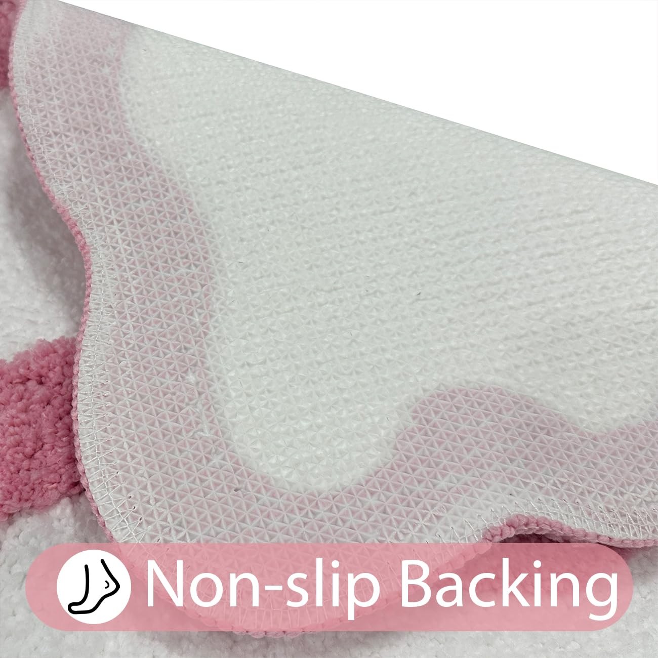 Scalloped Bow Bathroom Rugs Coquette Pink Cute Bath Rug Microfiber Water Abso...