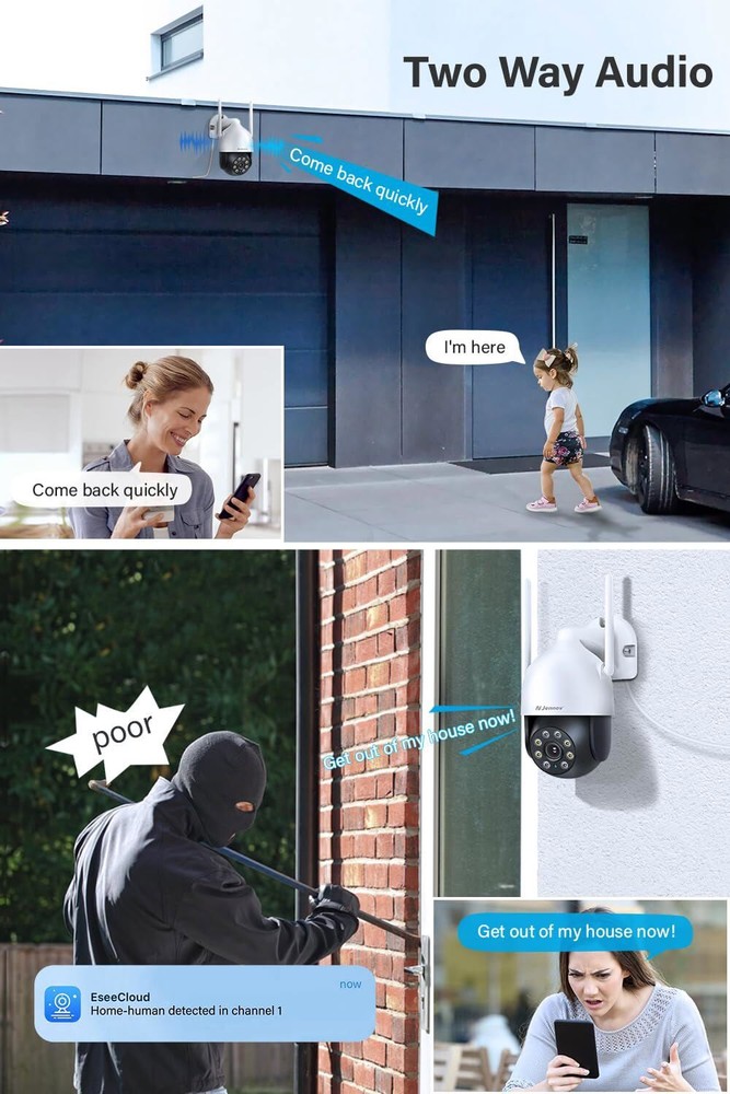 Wireless 2.4/5G WiFi Security Camera System 5MP Smart Indoor Night Vision Wired