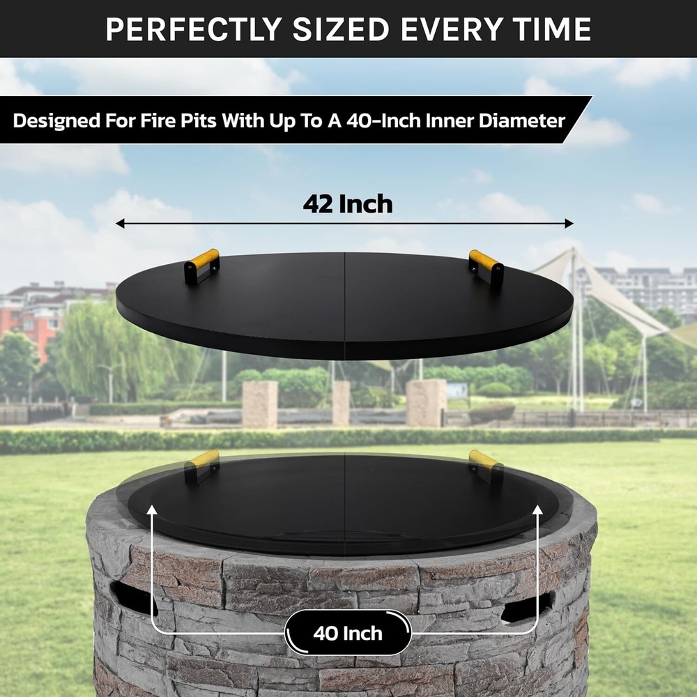 FEBTECH 42" Firepit Lid Round - Compatible for Fire Pit Inside Up to 40"