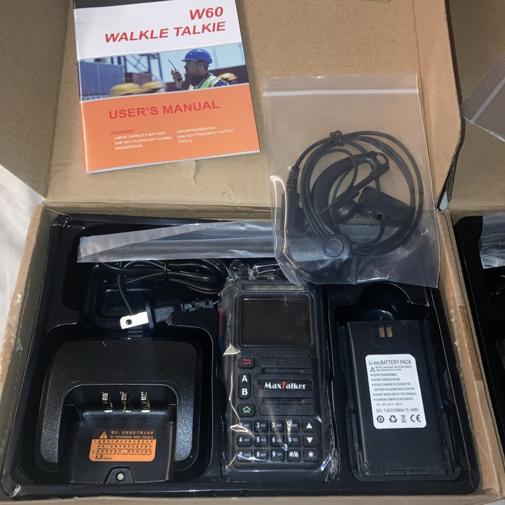 2-Pack MaxTalker TK-W60 Handheld Ham Radios Long Range Waterproof, Rechargeable