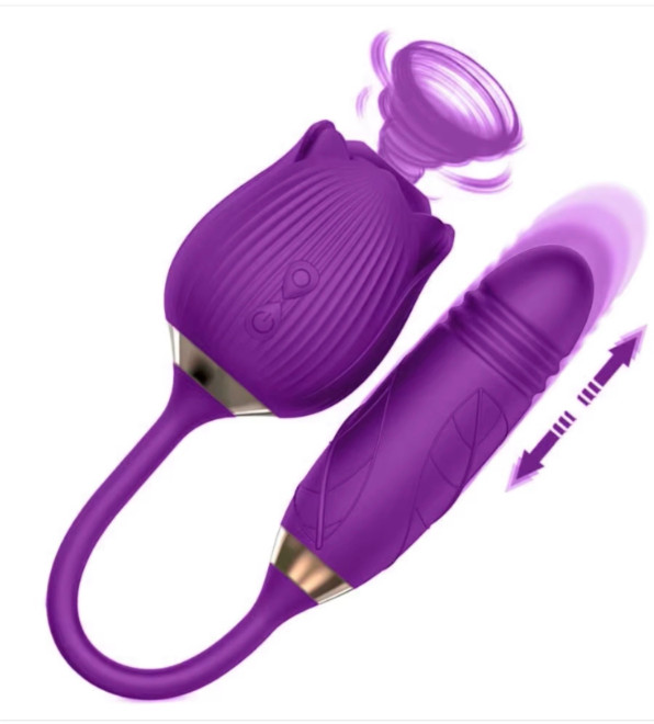 🌸 Rose Head Sucking Stimulator & Thrusting 10 Mode Vibrator All In One New
