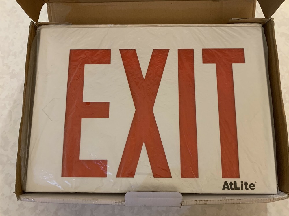 NEW Cooper Lighting AtLite Rival RXSN8RU Exit Sign Self-Powered Red 8" Letters