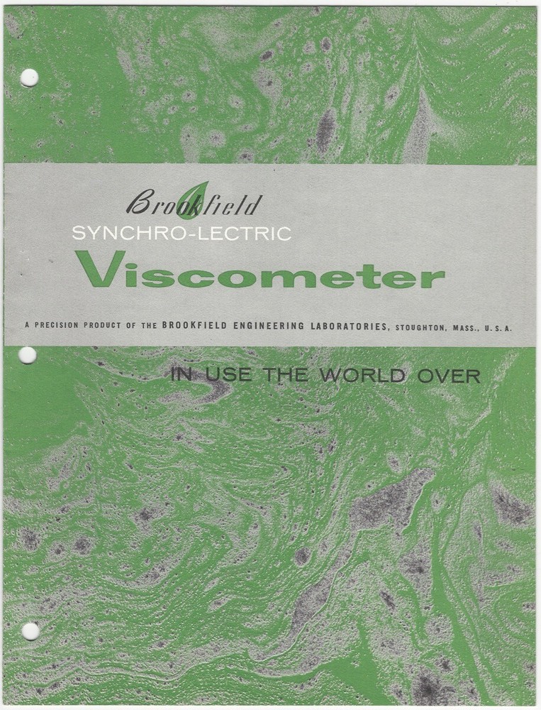 1971 Brookfield Engineering Laboratories Synchro-Lectric Viscometer Brochure