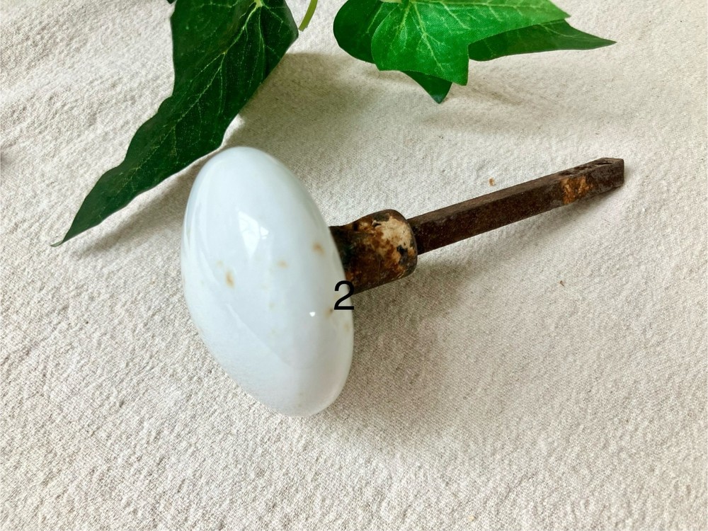 7 VTG Door Knobs White Porcelain Hardware Crafting Replacement As Found