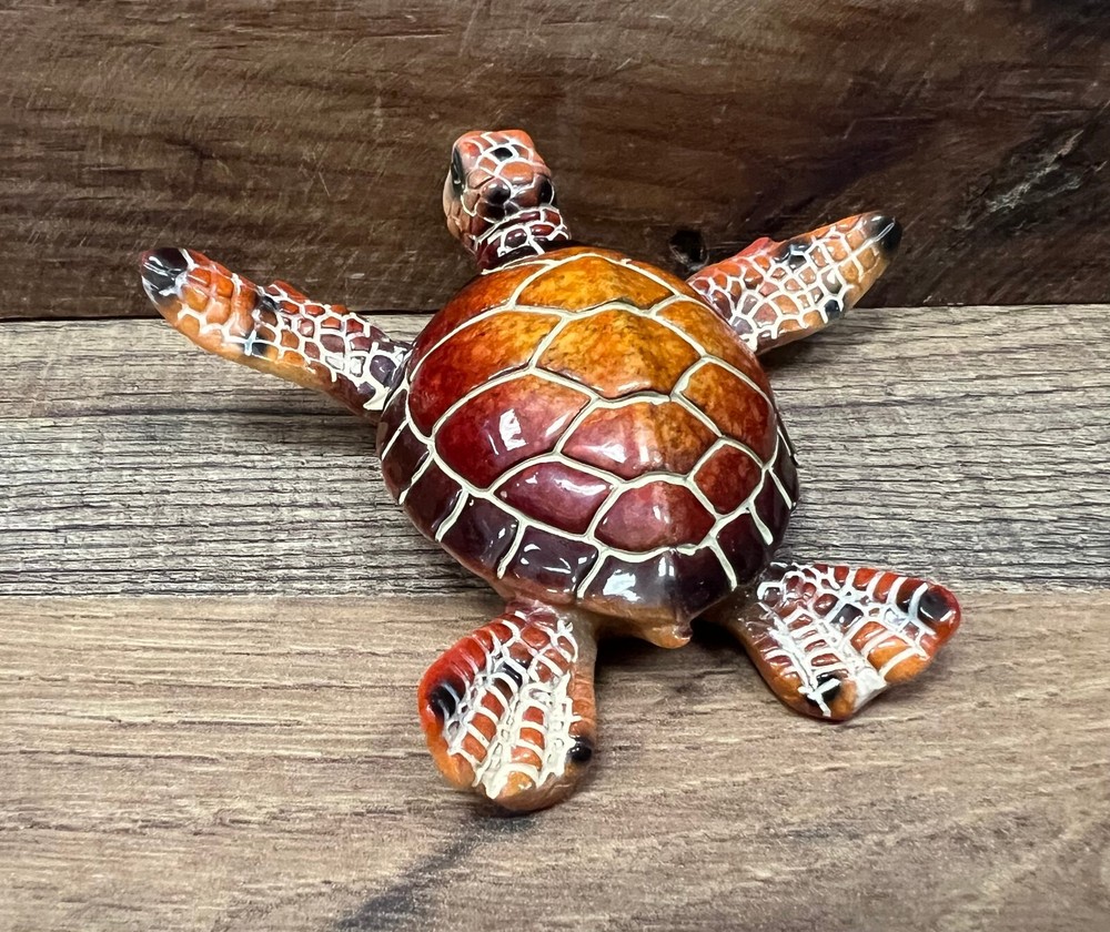 Turtle Orange Resin Figurine 4" x 1"