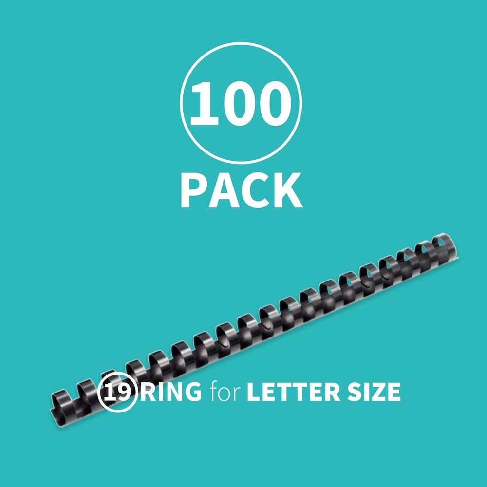 100 Pack Plastic Binding Comb Spines, 5/8 Inch Diameter, 120 Sheet Capacity, ...