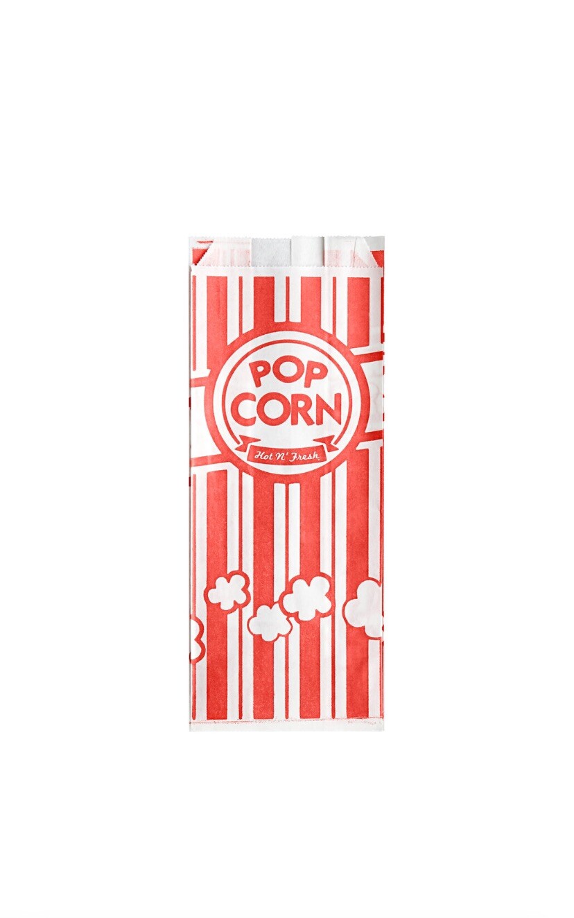 2 oz Popcorn Bags Red & White Striped Leak Proof Popcorn 4 3/4" x 1" x 12" Party