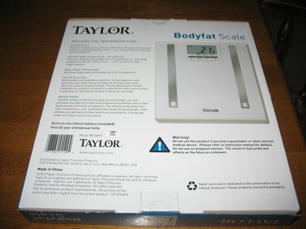 NIB Taylor Bodyfat Scale Model 5768FA White.