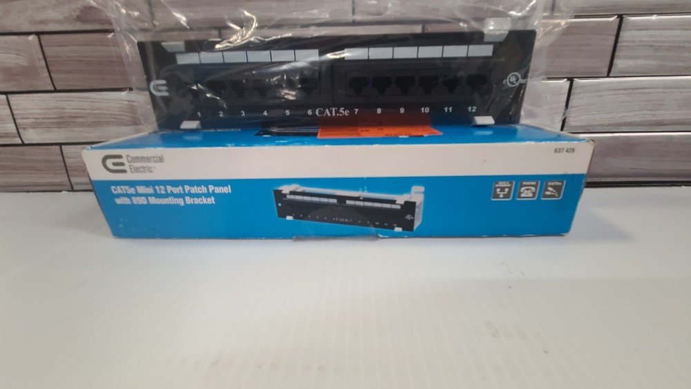 Cat 5e Mini 12-Port Patch Panel 89D Mounting Bracket. NEW Commercial