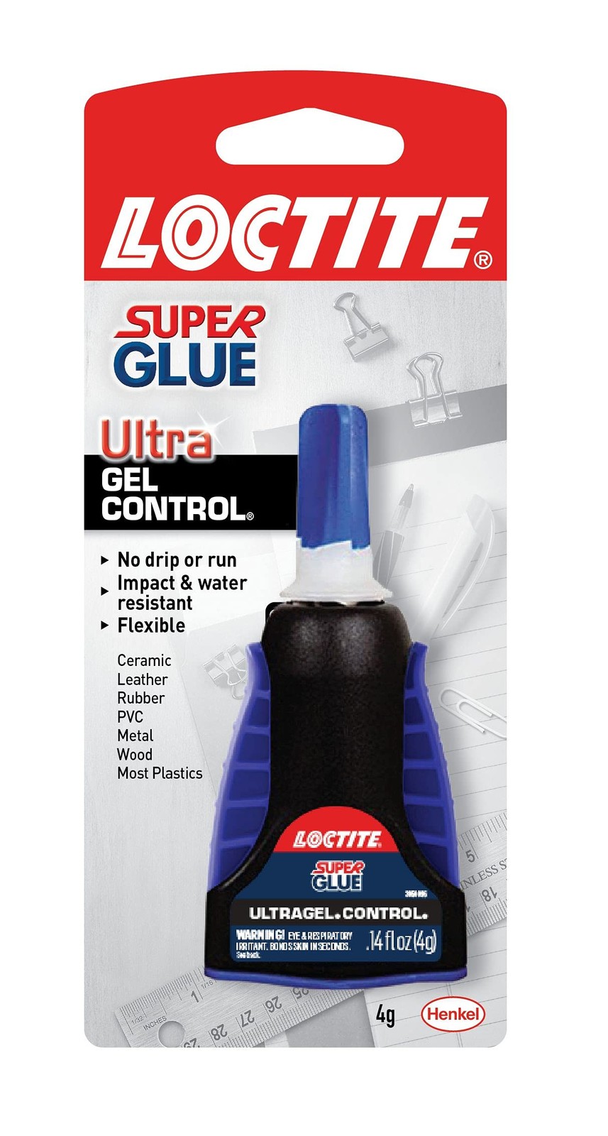Loctite Super Glue Ultra Gel Control, Clear, 0.14 fl oz Bottle, 1 Pack -