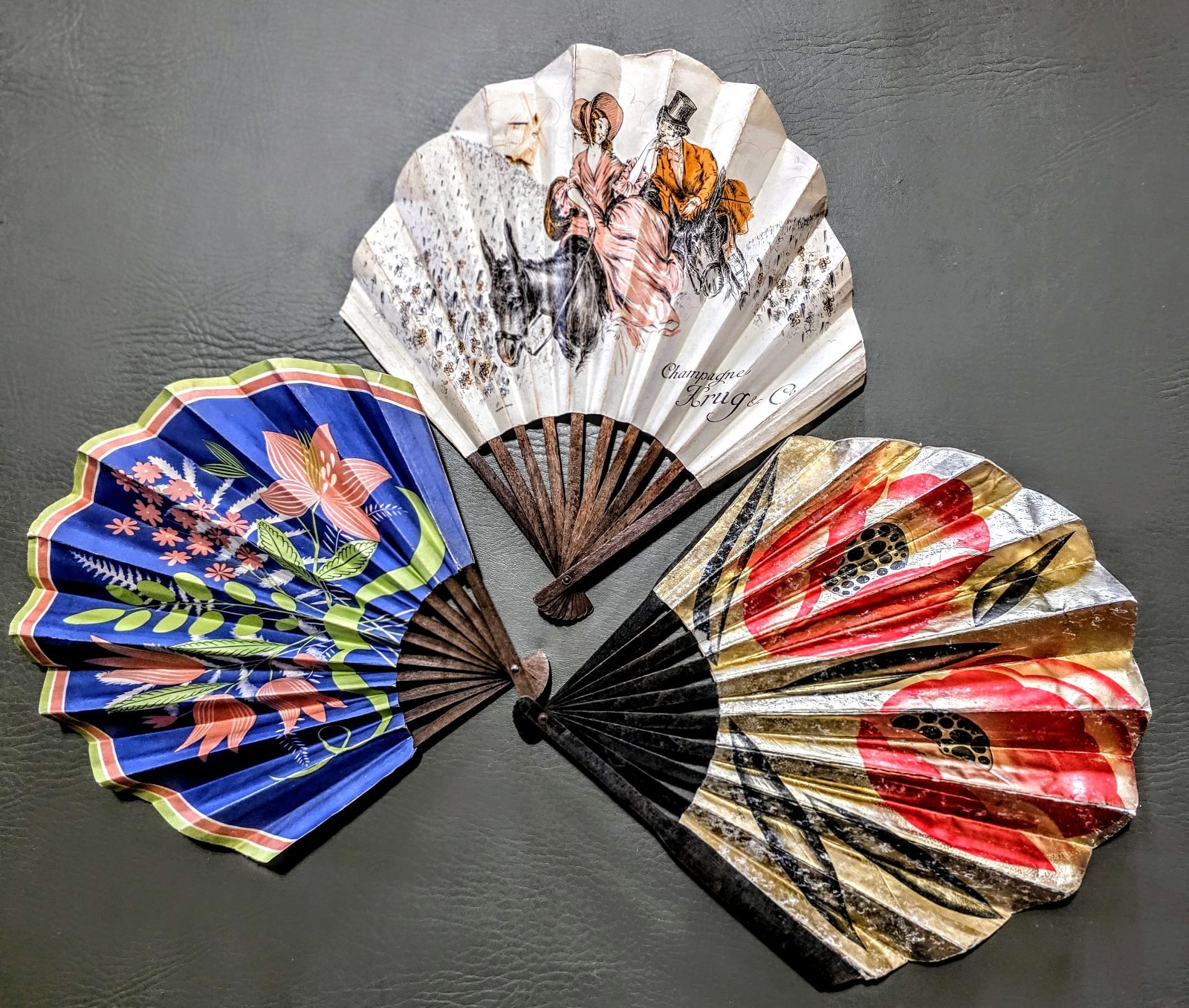 Three Advertising Hand Fans, Ca. 1900-1930