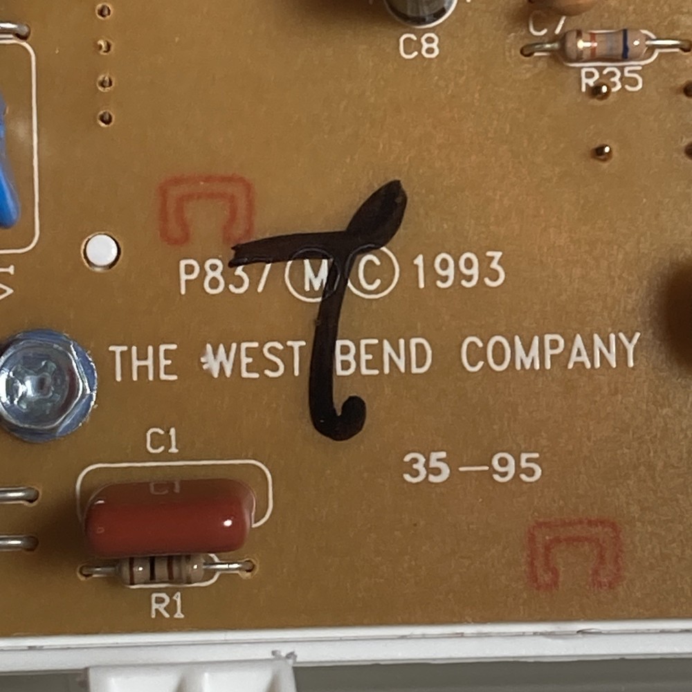 West Bend Bread Maker Replacement Part Control Circuit Board Buttons Model 41042