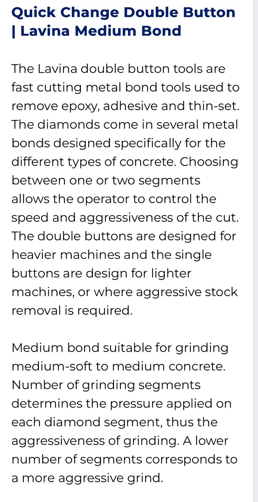 9-LAVINA Quick Change 2 Button Segment 20 Grit Medium Concrete Grinding Diamond