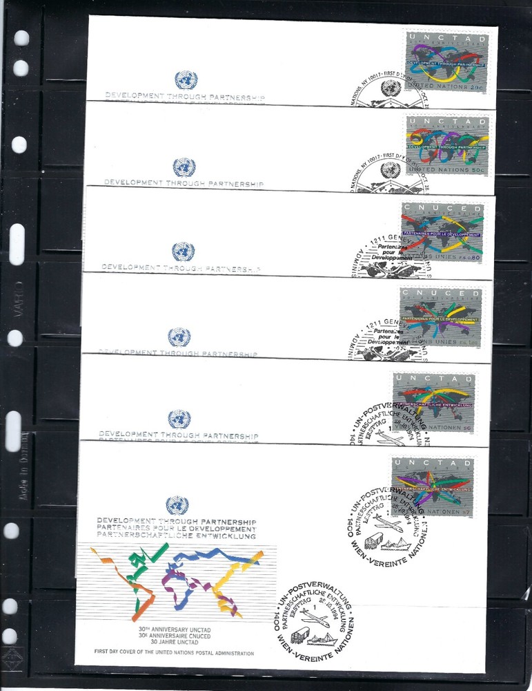 1994 UNCTAD FDC's (Singles)- All Three Offices - (778)