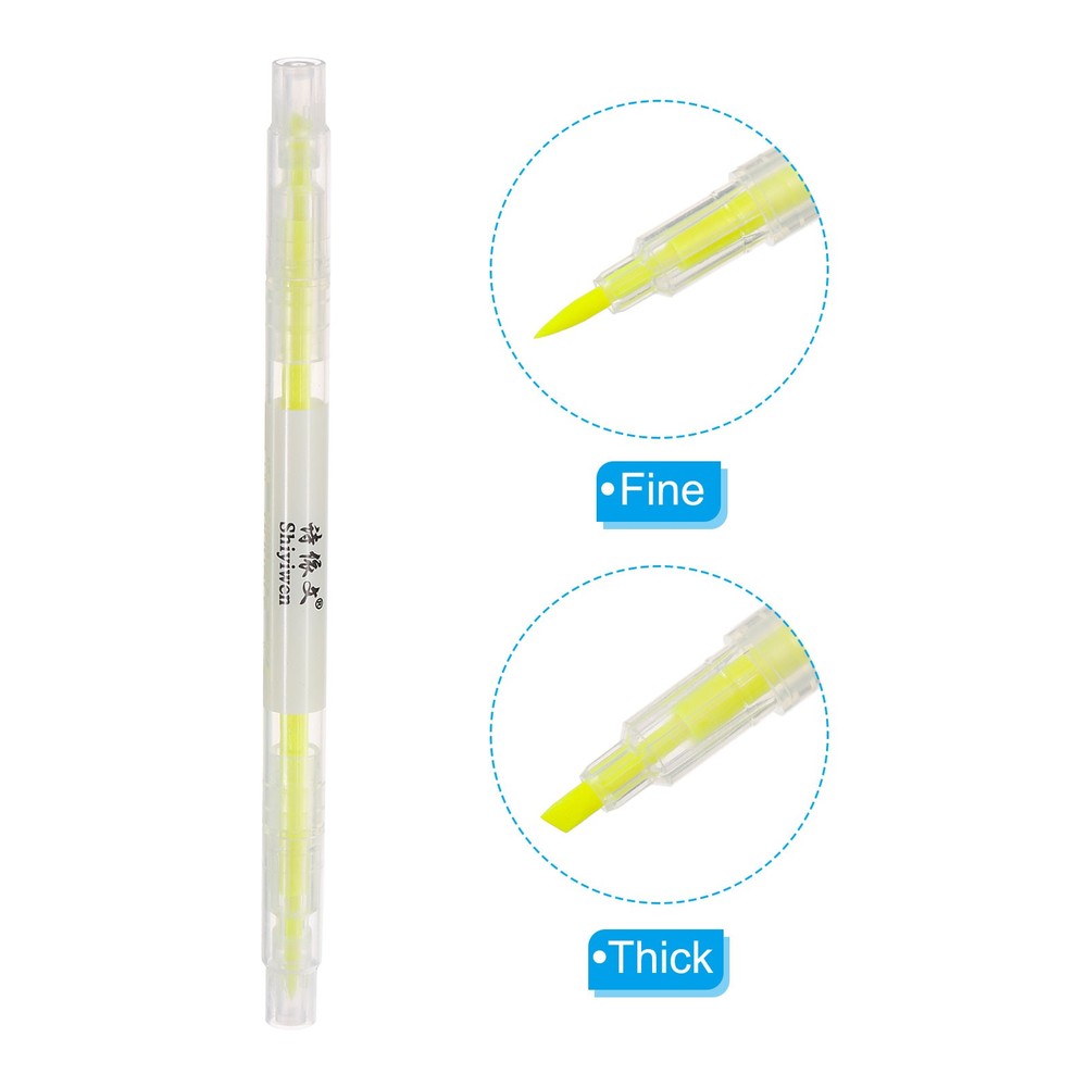 10Pcs Highlighter Pen Double Ended Broad and Fine Tips Highlighter Yellow