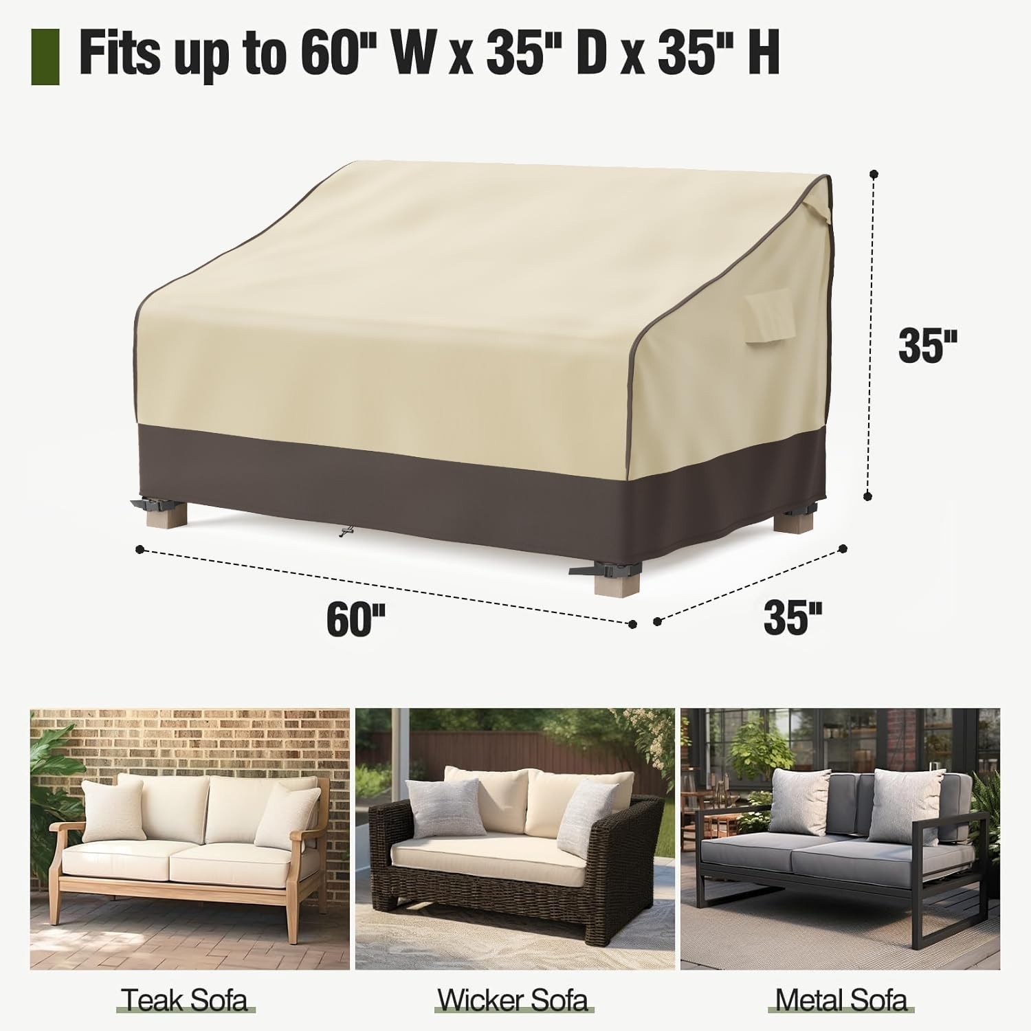 2-3 Seater Outdoor Sofa Cover Waterproof 60/80/88" Patio Couch Cover