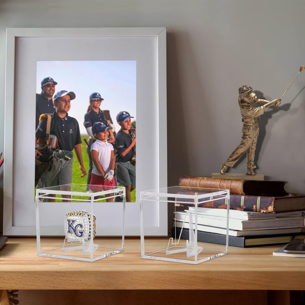 3 Pack Championship Ring Display Case Clear Acrylic Mini