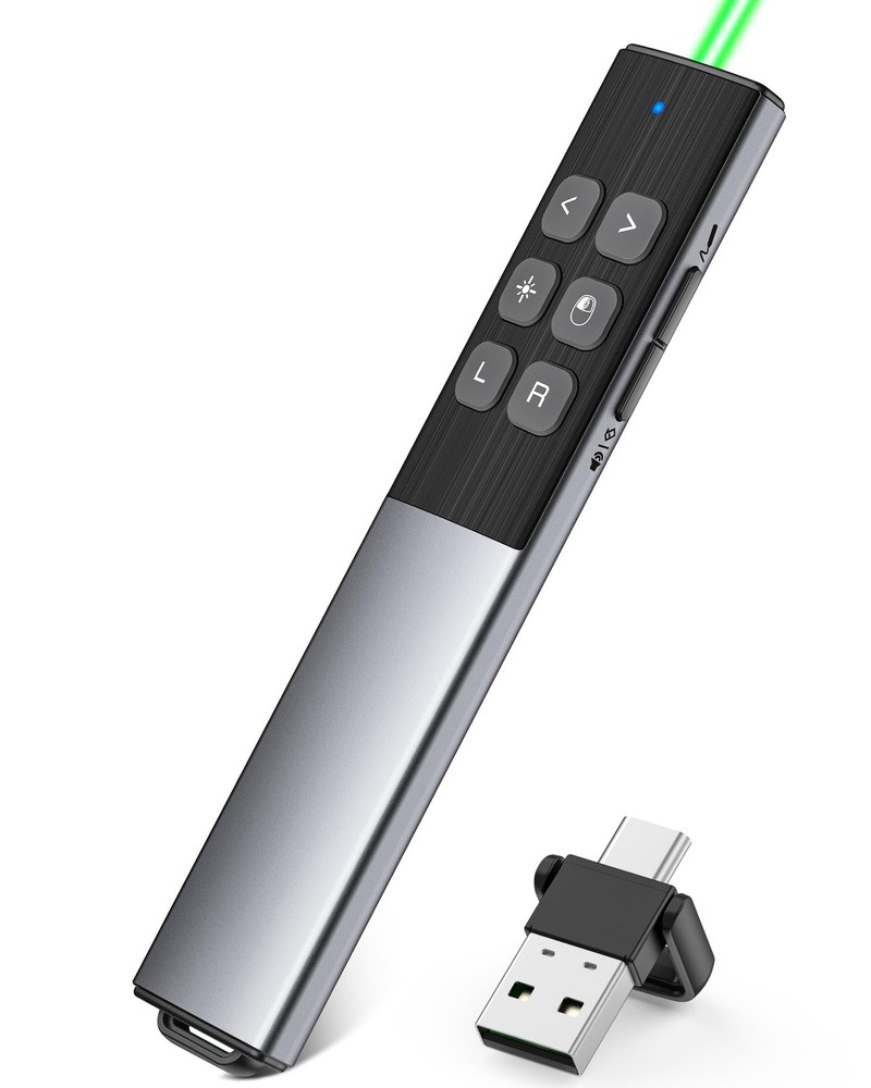 Wireless Rechargeable Presentation Clicker- Presentation Remote with Air Mous...