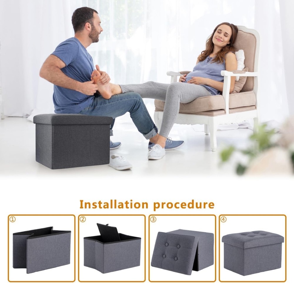 Storage Ottoman Footrest Stool Small Ottoman with Storage Foldable Ottomans F...