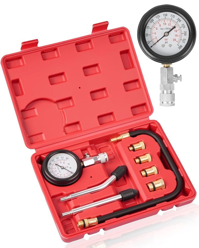 8-Piece Professional Petrol Engine Compression Tester Kit