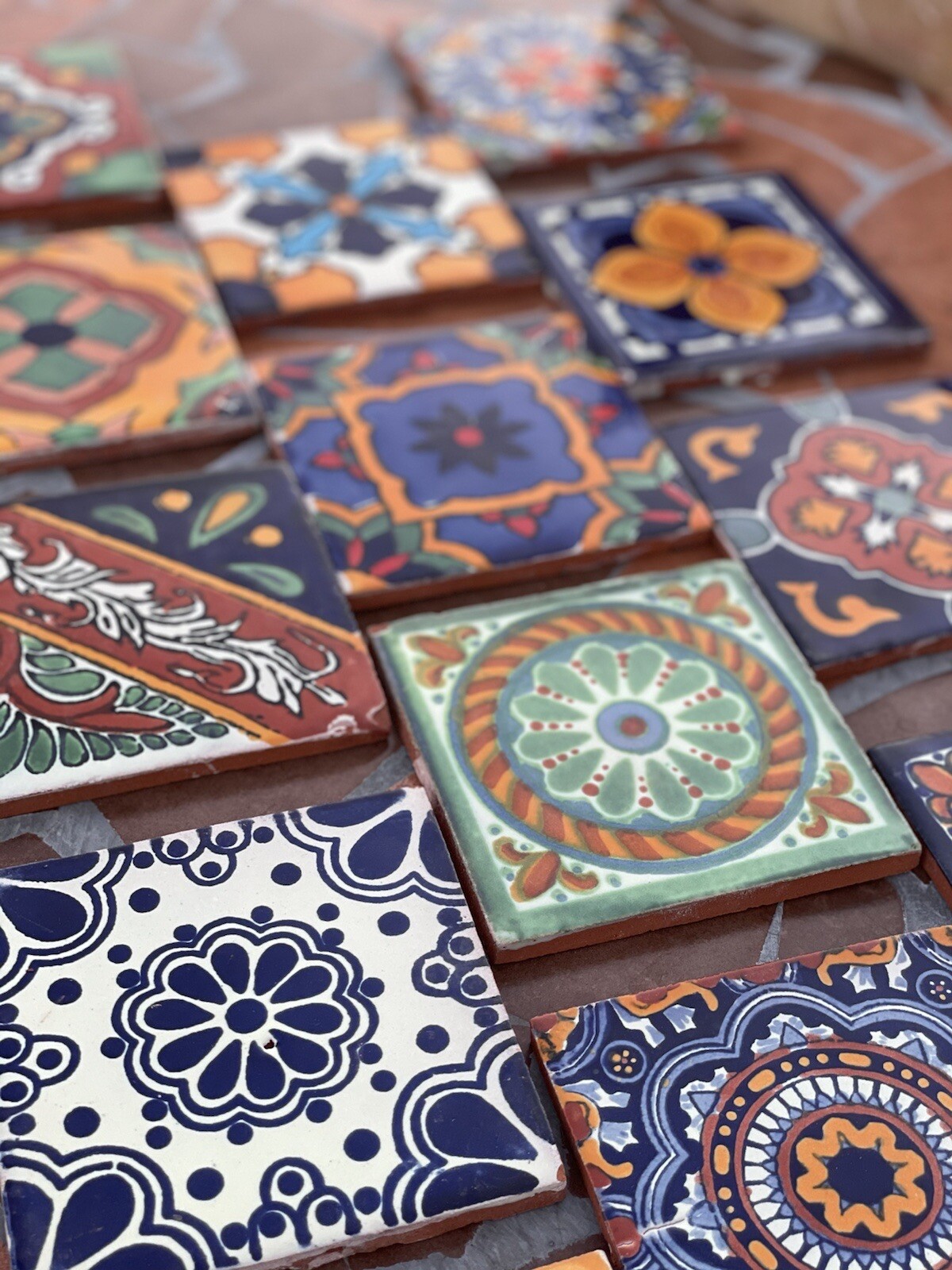 25 Assorted Mexican Ceramic 4x4 inch Hand Made Tiles