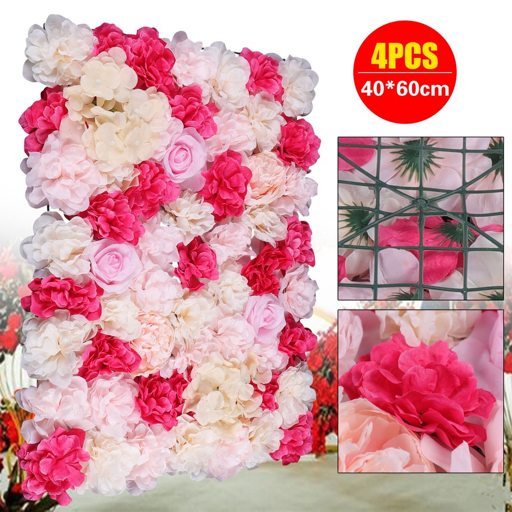 4pcs Artificial Flower Wall Panels for Wedding & Party Decor