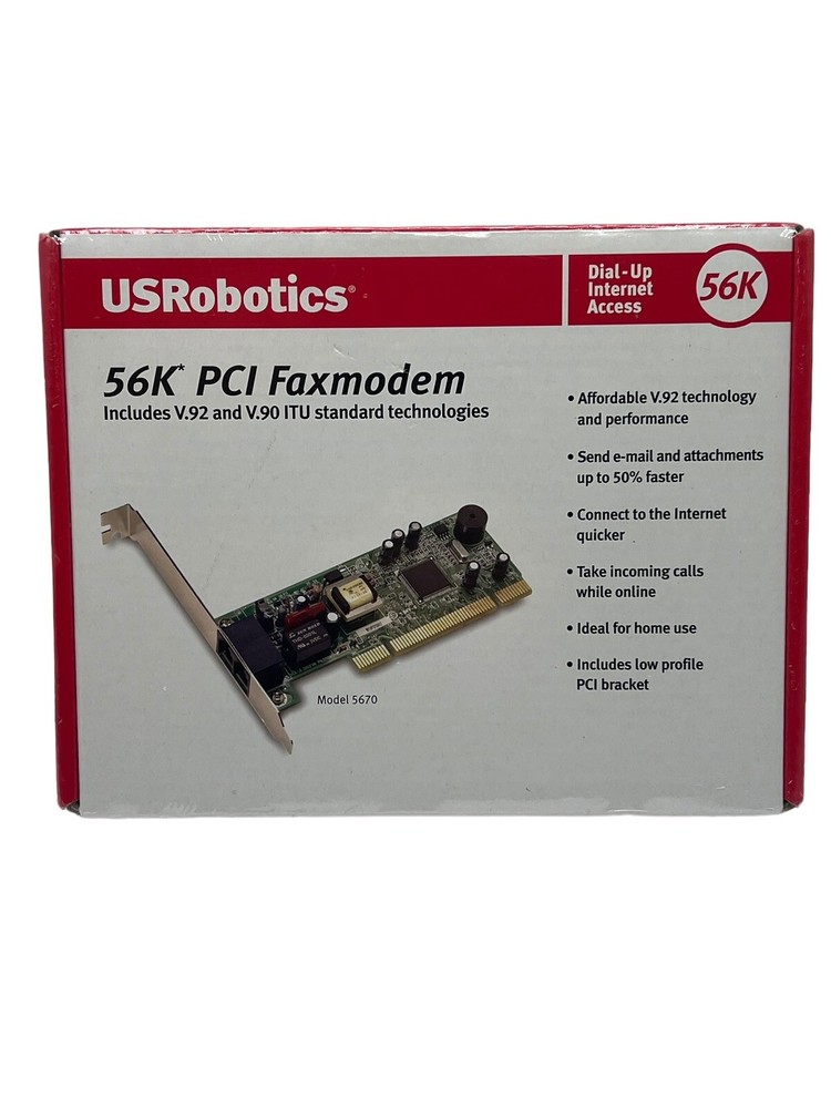 USRobotics Fax Modem Model5670 56 Kbps Includes V.92 And V.90 ITU Standard Tech.
