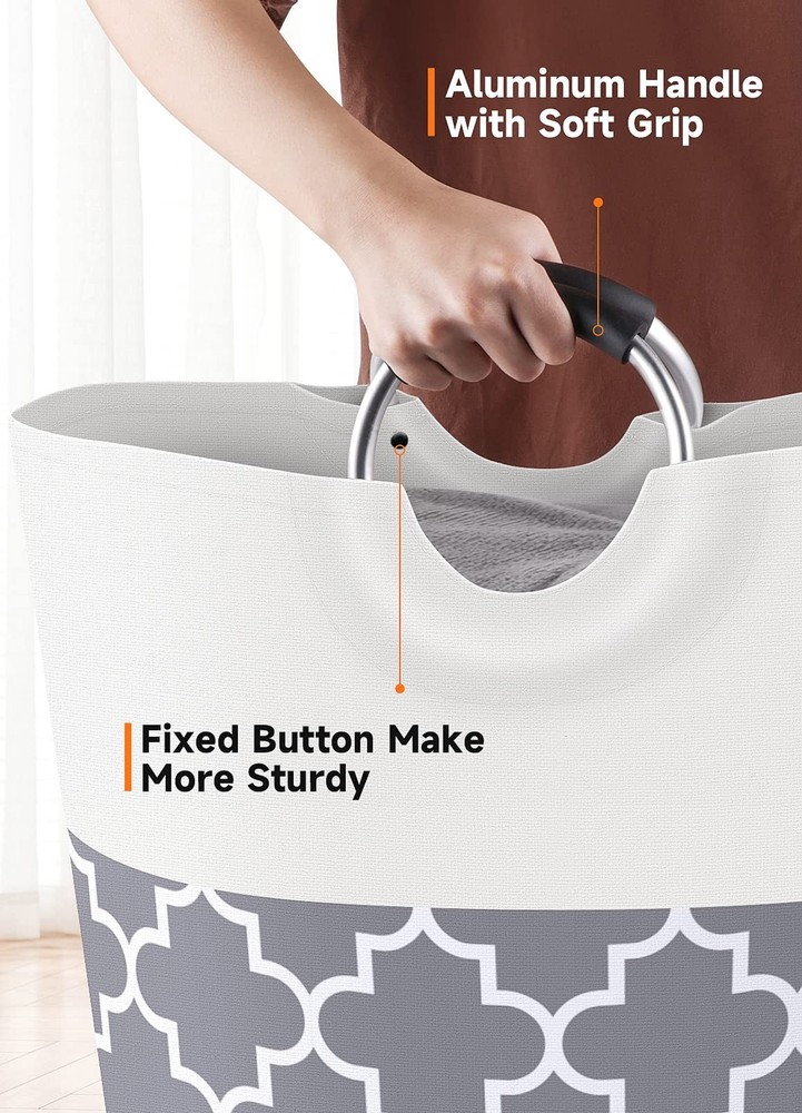 Fabspace Large Laundry Basket Hamper Bag Washing Bin 82L, Gray