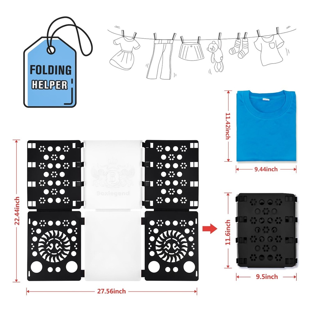 Version 3 Shirt Folding Board T Shirt Clothes Folder Durable Plastic Laundry ...
