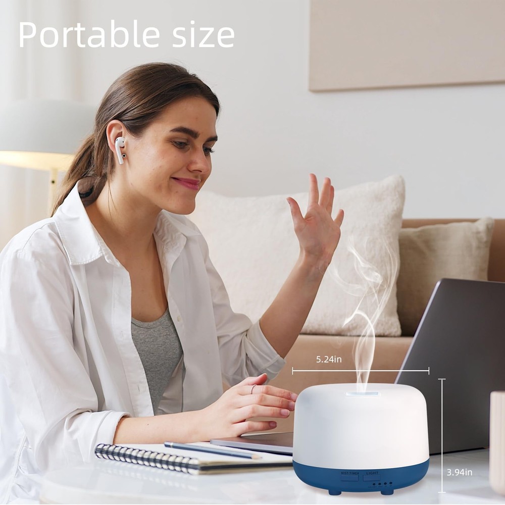 Marchred 300ML Essential Oil Diffuser with Remote Control, 7 LED Dark Blue