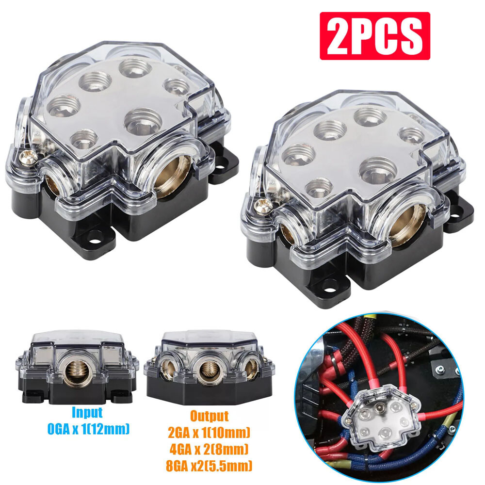 2pcs Comprehensive Protection Car Audio System Distribution Block 1 In 5 Out