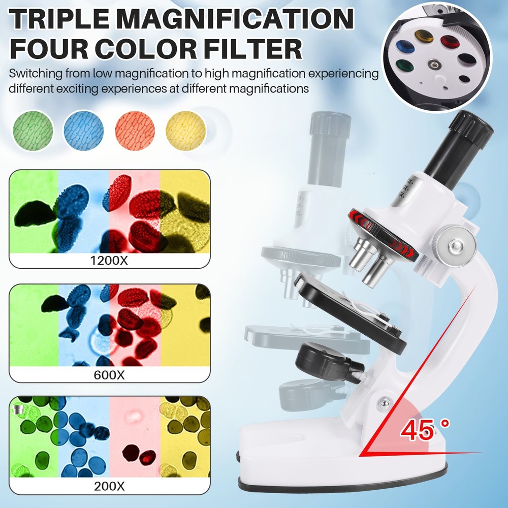 Optical Microscope Kit 1200X Kids Microscope Science Science Experiments Kit