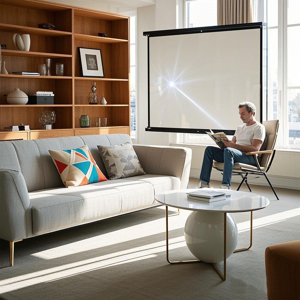 120 Inch Foldable Projector Screen for Wall, Hanging Portable Projector Scree...