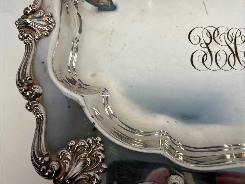Electroplated Silver on Copper Rectangular Serving Tray Rococo Revival W&SB
