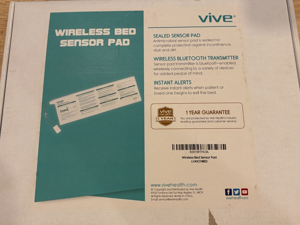 Vive - Wireless Bed & Chair Sensor Alarm Pads - Bluetooth-Enabled Transmitters