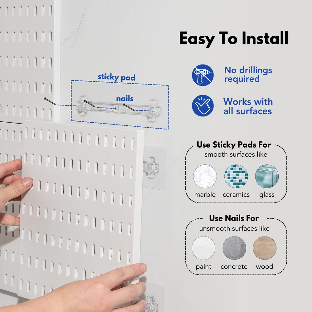 Peg Board Wall Organizer – Plastic Pegboard Panels, Modular Peg Board Storage Sy