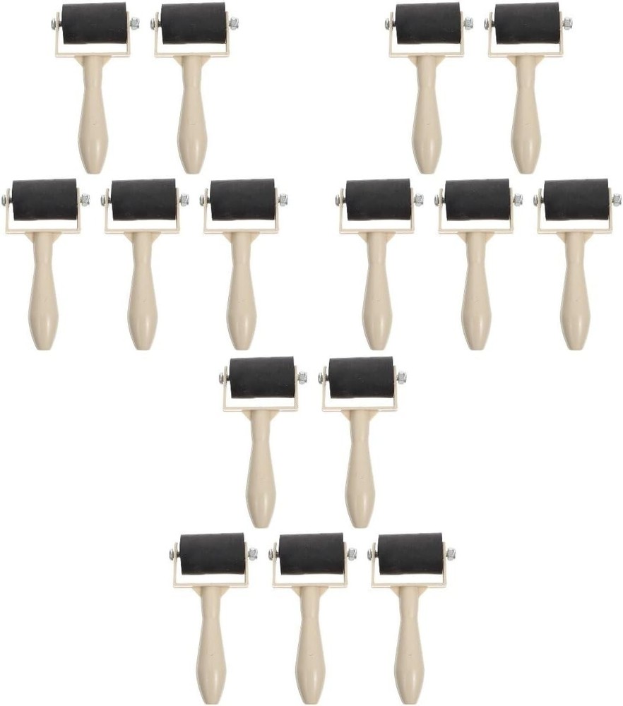 Relief Printing Brayers 15Pcs Rubber Printmaking Roller Plastic Brayer Roller
