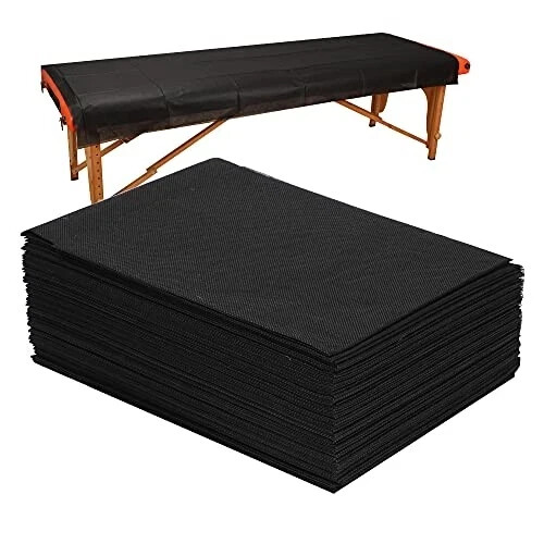 20 PCS Massage Table Sheets Sets Disposable SPA Bed Sheets Non Woven Black