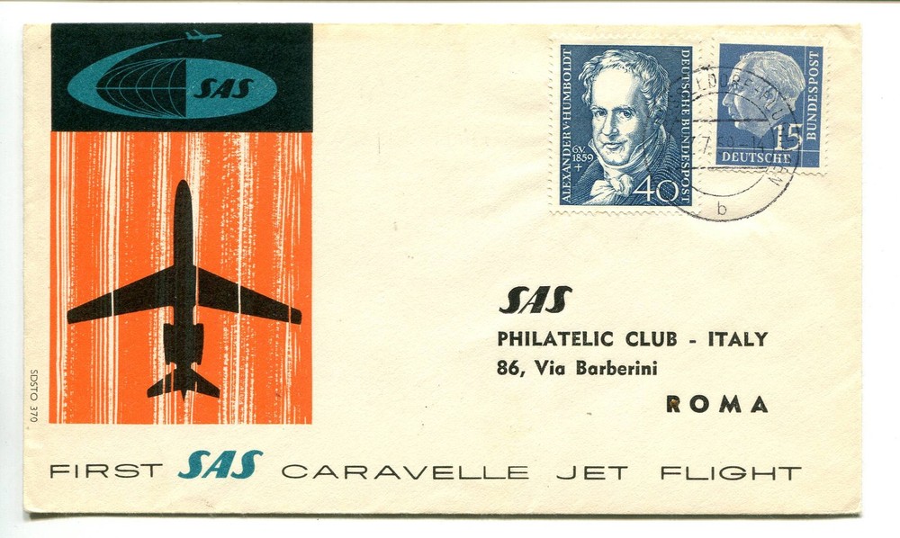 First flight SAS Dusseldorf-Rome on 17/7/59
