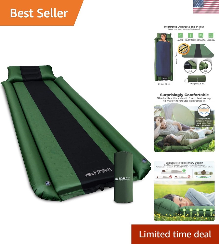 Compact Waterproof Sleeping Pad with Rollover Protection & Inflatable Pillow