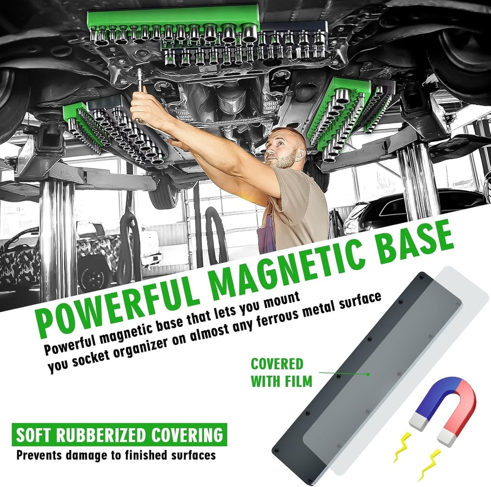 Magnetic Socket Organizer Holder Set For Tool Box Drawer, Toolbox Organization