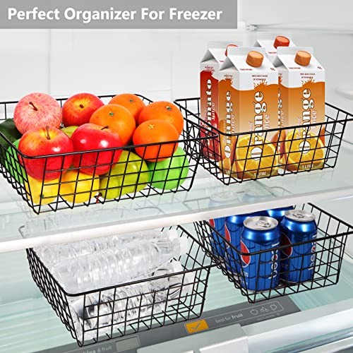 Wire Baskets for Organizing Household 4 Pack Pantry Baskets 4Pcs Medium Black