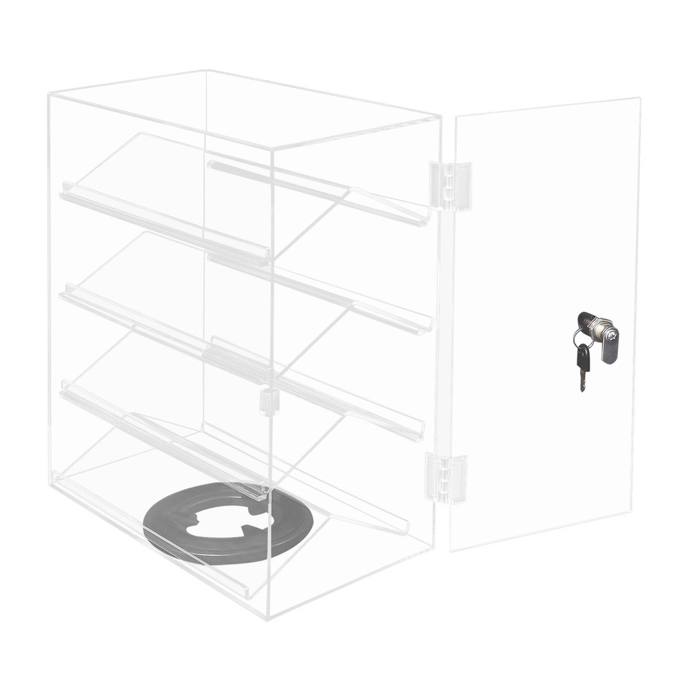 4 Tier 360° Rotation Acrylic Locking Box Clear Display Case Dust-proof Showcase