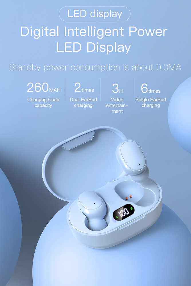 TWS Bluetooth Earbuds Waterproof Bluetooth 5.3 Headset Noise Cancelling Wireless