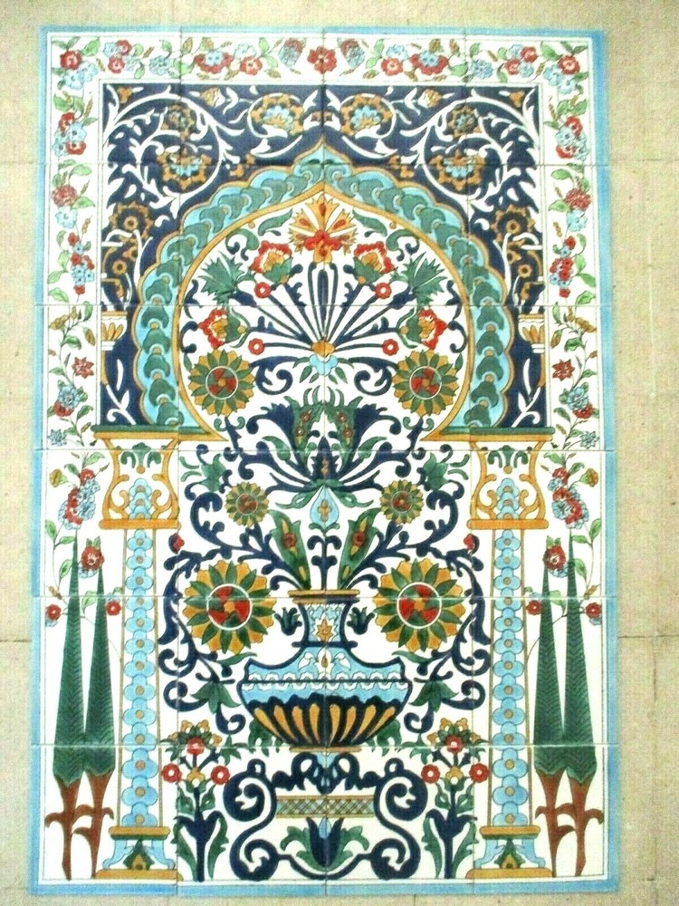24" x 36" Hand painted Ceramic tile art panel Mosaic wall mural Backsplash