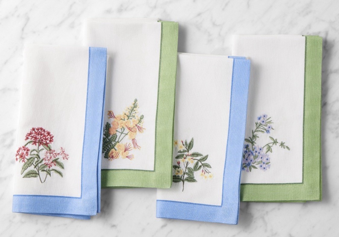 Williams-Sonoma Aerin Embroidered Floral Napkins Set/4