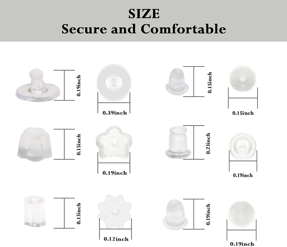 6 Styles Silicone Earring Backs for Studs, 600 Pcs Clear Soft 6 Styles-a | Ebay