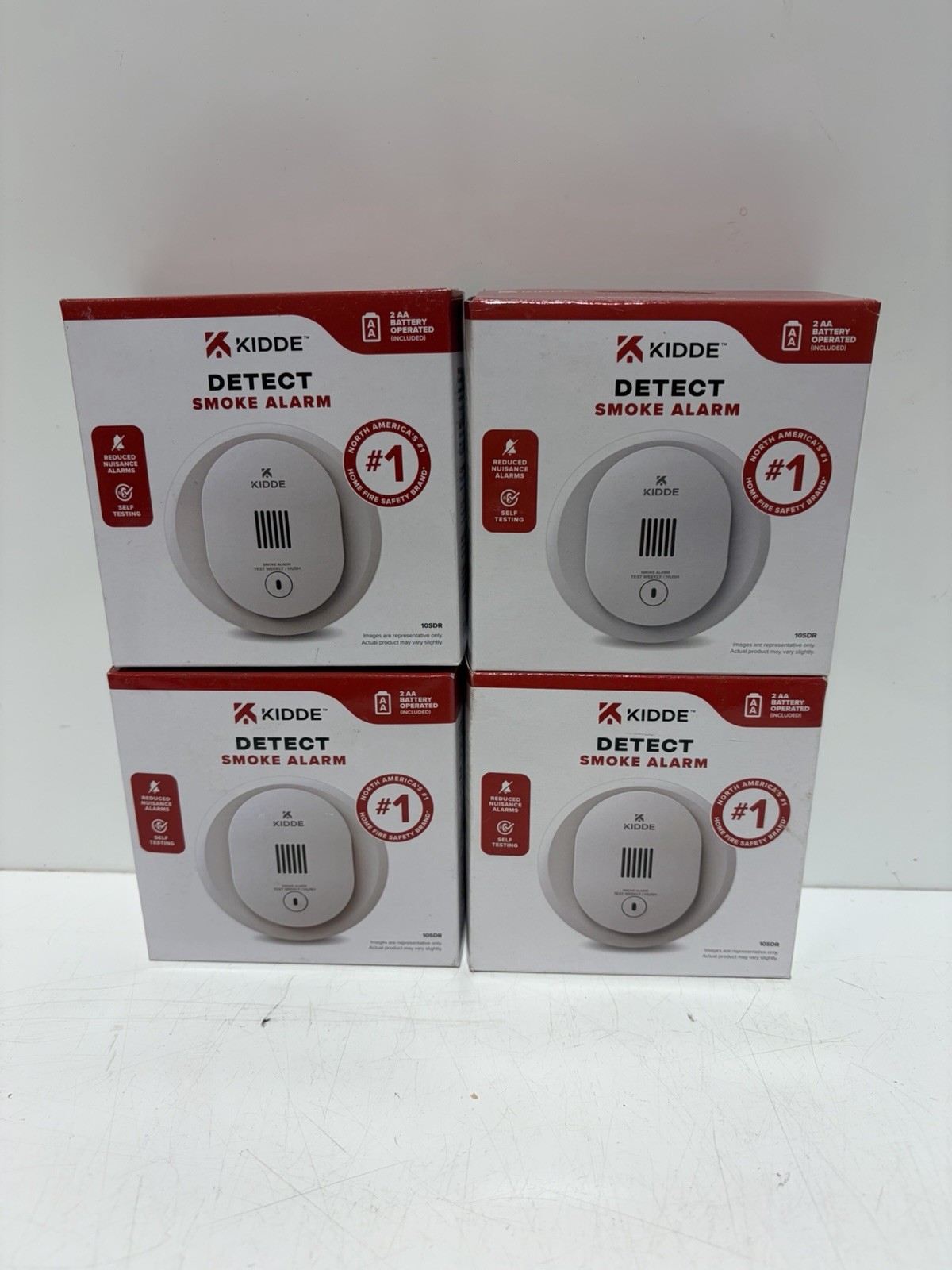 Lot of (4) Kidde Compact Battery Smoke Detectors with Photoelectric Sensor 10SDR