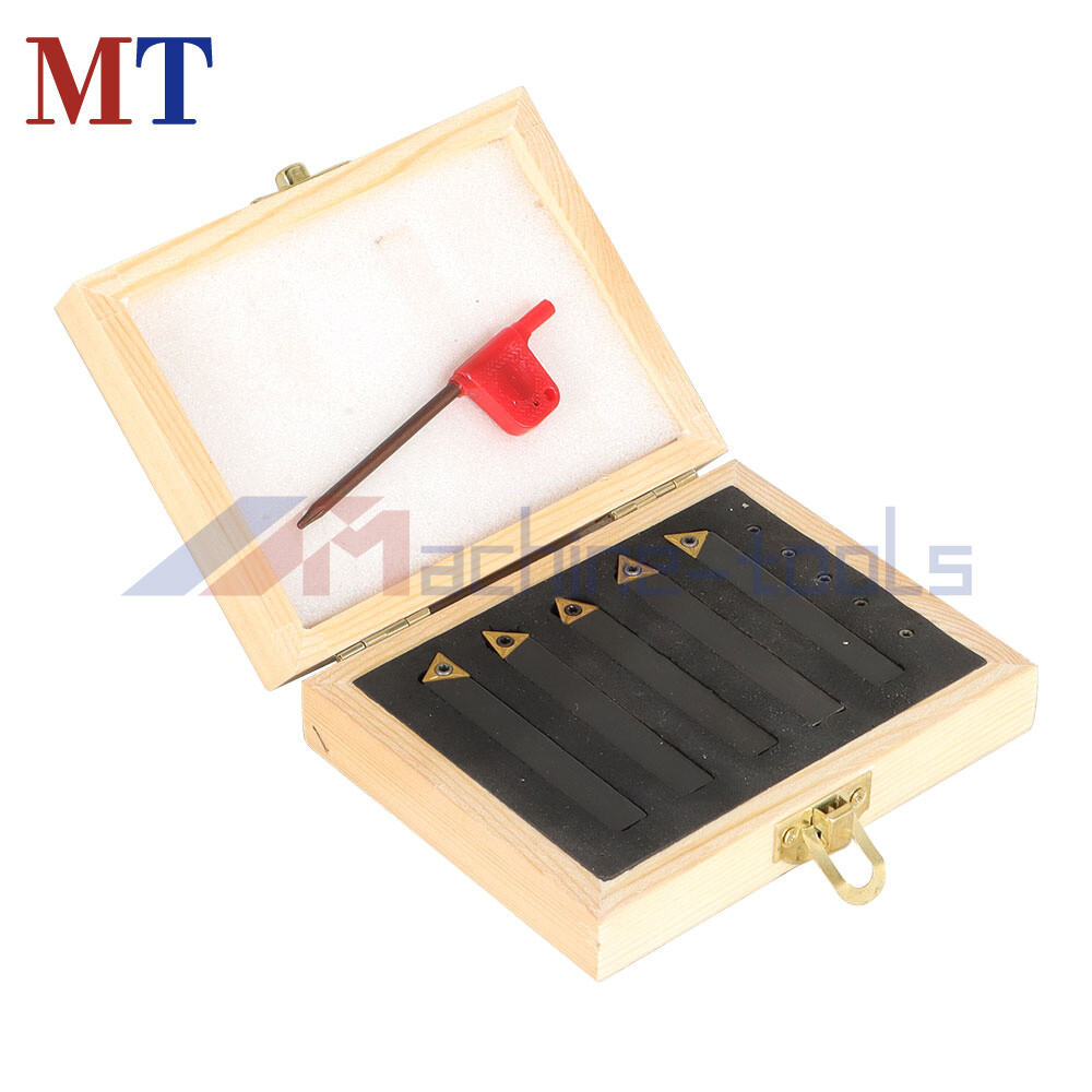 5 Pack 3/8" Lathe Indexable Carbide Insert + Turning Tooling Bit Holder Set