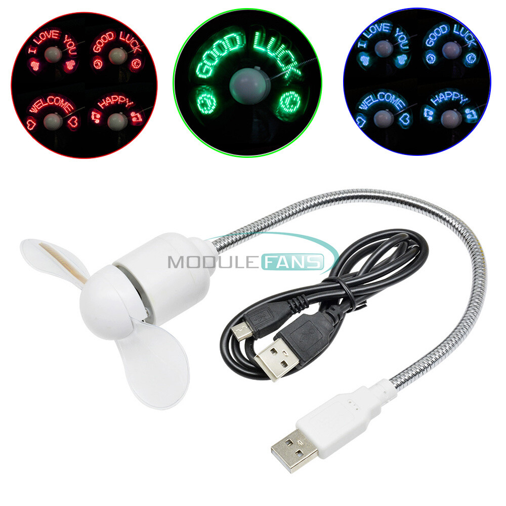 Flexional Mini USB Programmable Flashing LED Light DIY Messages Cooling Fan